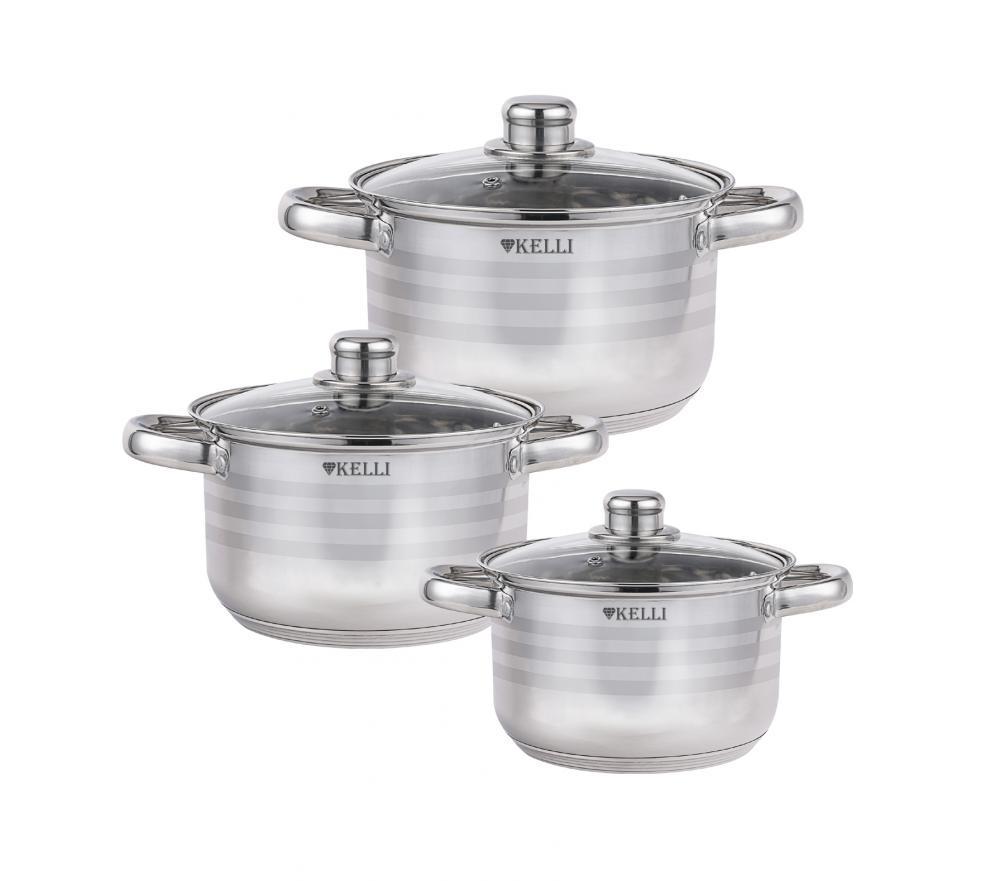 Kelli Набор Кастрюль из 6-и предметов KL-4294 2л, 2,5 л, 3,5 л