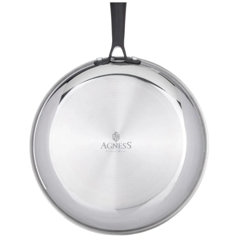 СКОВОРОДА C АНТИПРИГАРНЫМ ПОКРЫТИЕМ "IRON CHEF" AGNESS 22*4.4CM ТЕХНОЛОГИЯ 3-PLY, НЕРЖ.СТАЛЬ 18/10
