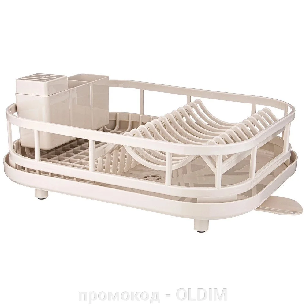 СУШИЛКА ДЛЯ ПОСУДЫ С ДЕРЕВЯННЫМИ РУЧКАМИ БЕЛАЯ 36*26*16,5 СМ (КОР-6ШТ)
