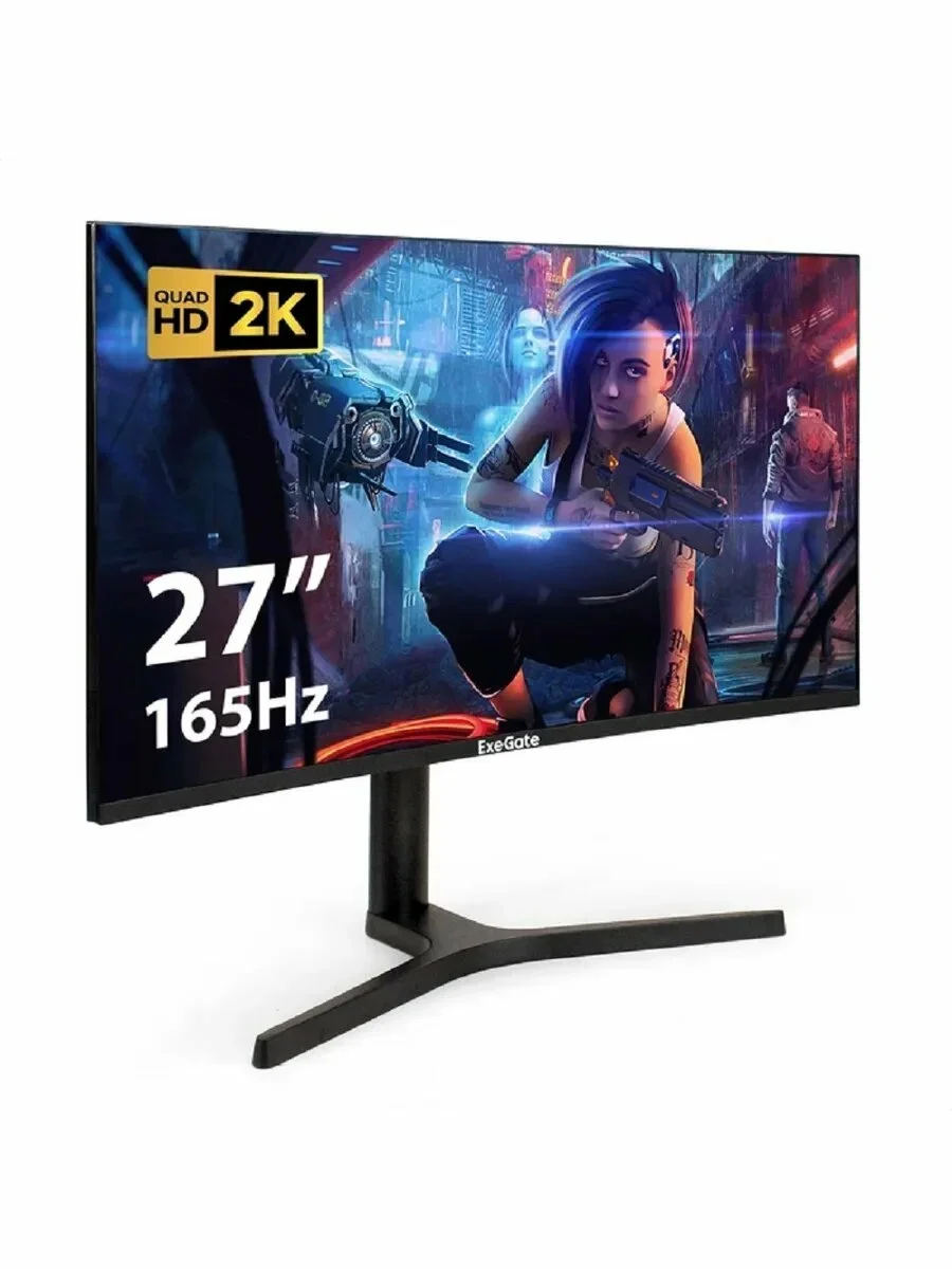 Монитор 27" ExeGate Combat EC2700TA VA 2560x1440, 165 Гц, 1 мс, 16:9, 300 кд/м², 1xHDMI, 1xDP, 2xUSB, 3.5 мм, изогнутый R1500, черный