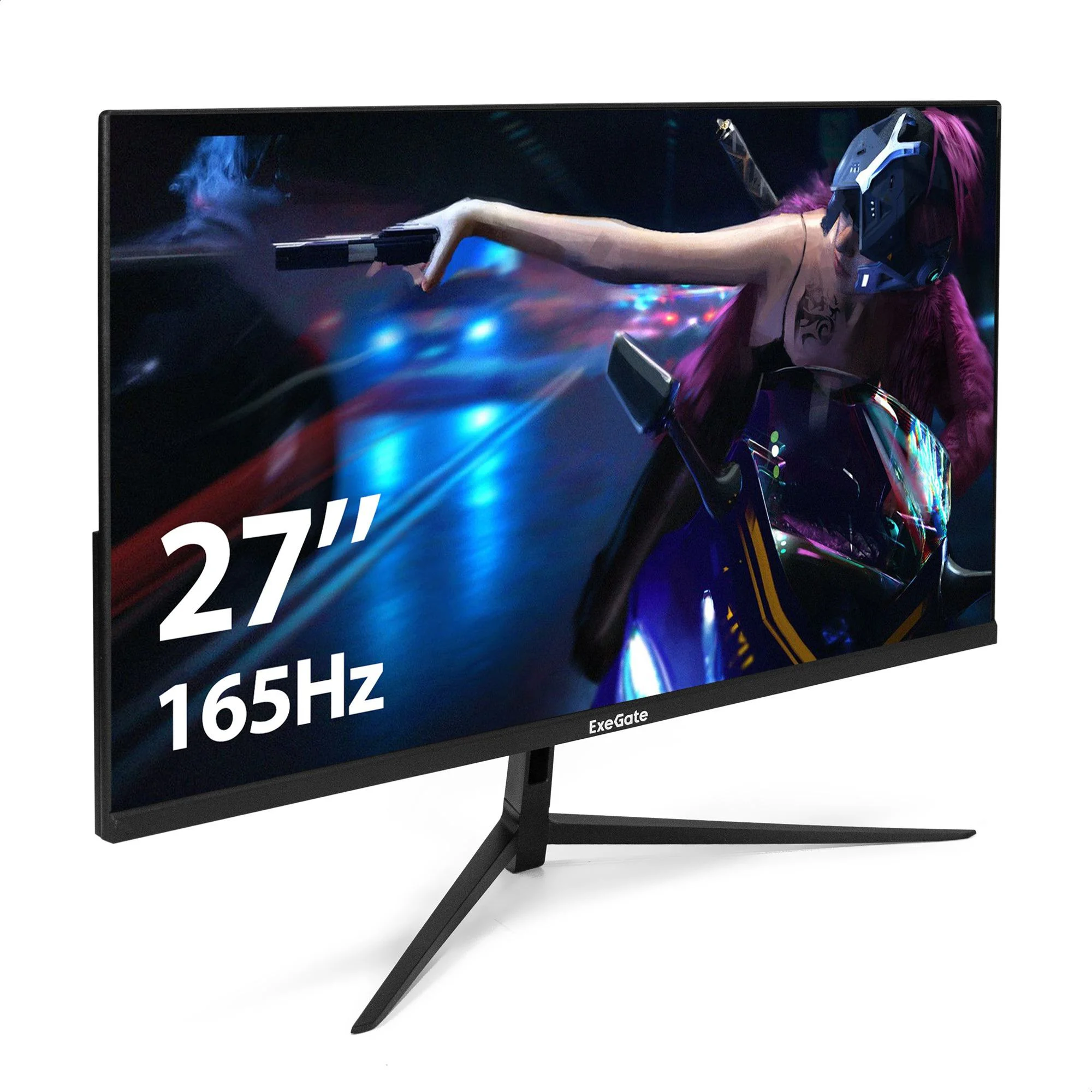 Монитор 27" ExeGate Combat EG2707C IPS 1920x1080, 165 Гц, 1 мс, 16:9, 250 кд/м2, 1xHDMI, 1xDP, USB, 1x3.5 мм, черный