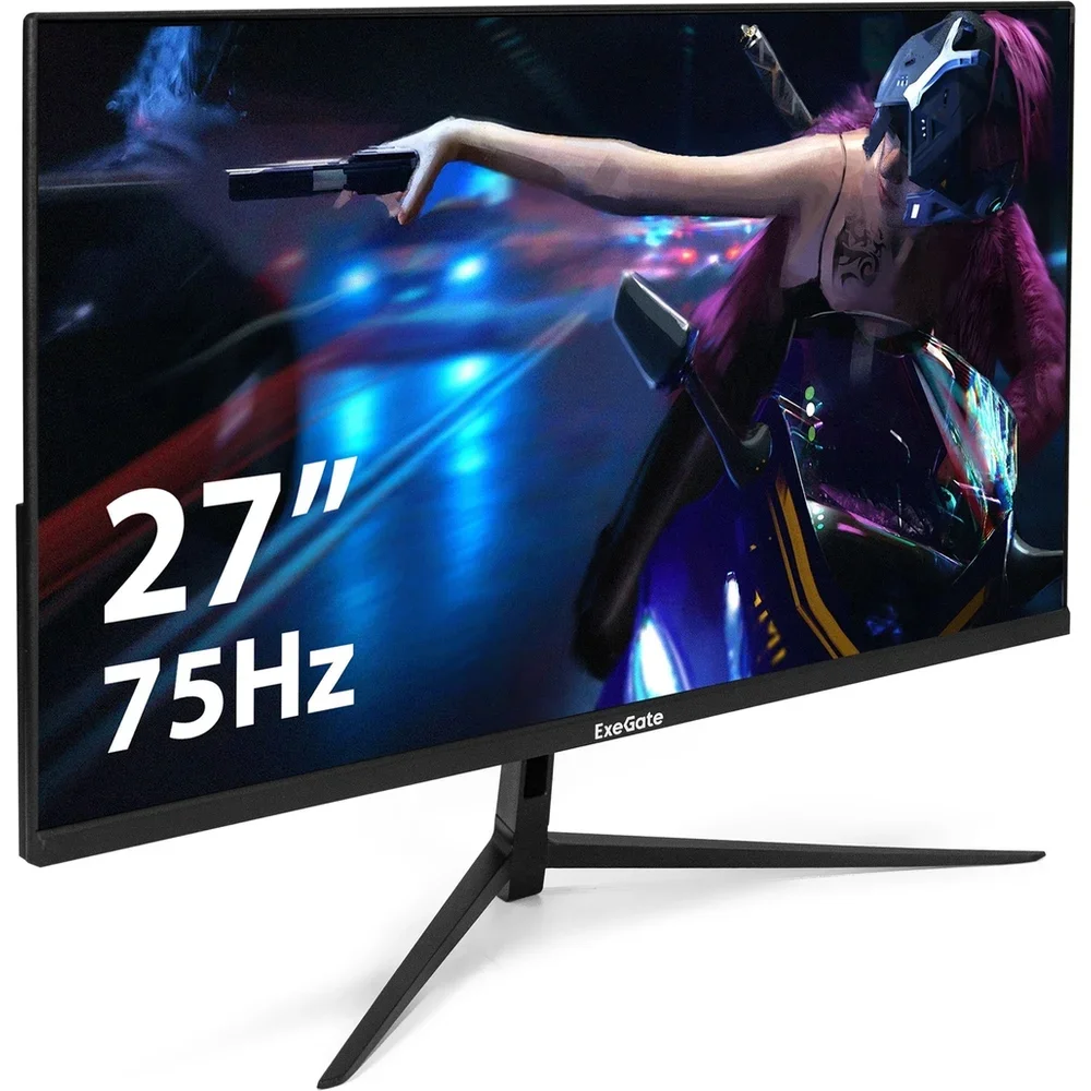 Монитор 27" ExeGate SmartView EP2700A IPS 1920x1080, 75 Гц, 5 мс, 16:9, 250 кд/м2, 1xVGA, 1x3.5 мм, черный