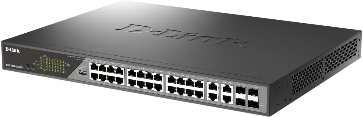 Коммутатор сетевой Smart L2 Surveillance Switch 8х1000Base-T PoE 802.3bt 90W, 2x1000Base-X SFP, PoE Budget 242W, Long-range PoE up to 250m