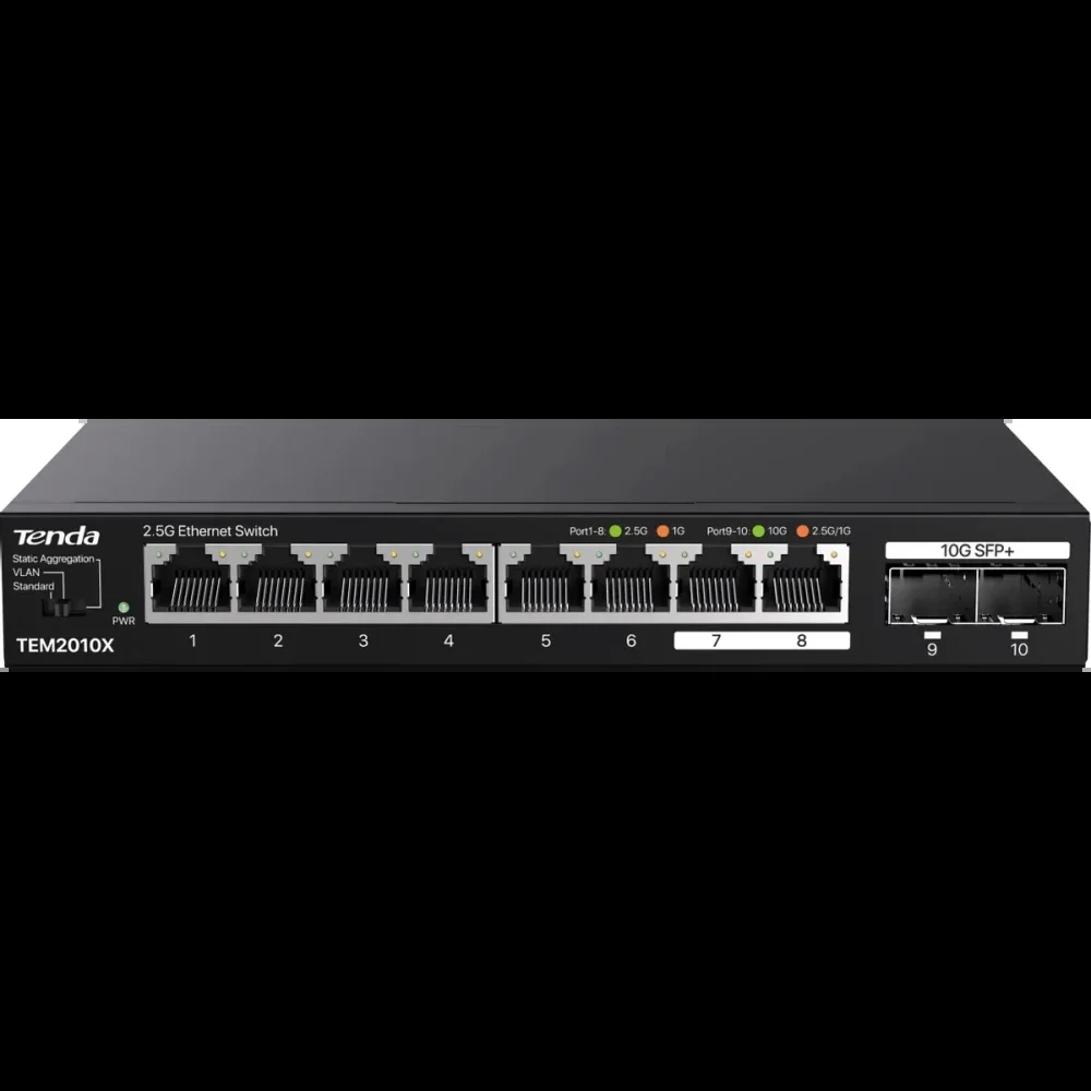 Коммутатор сетевой Tenda TEM2010X Настольное исполнение 8x10Base-T/100Base-TX/1000Base-T 2xSFP+ 12 Вт TEM2010X