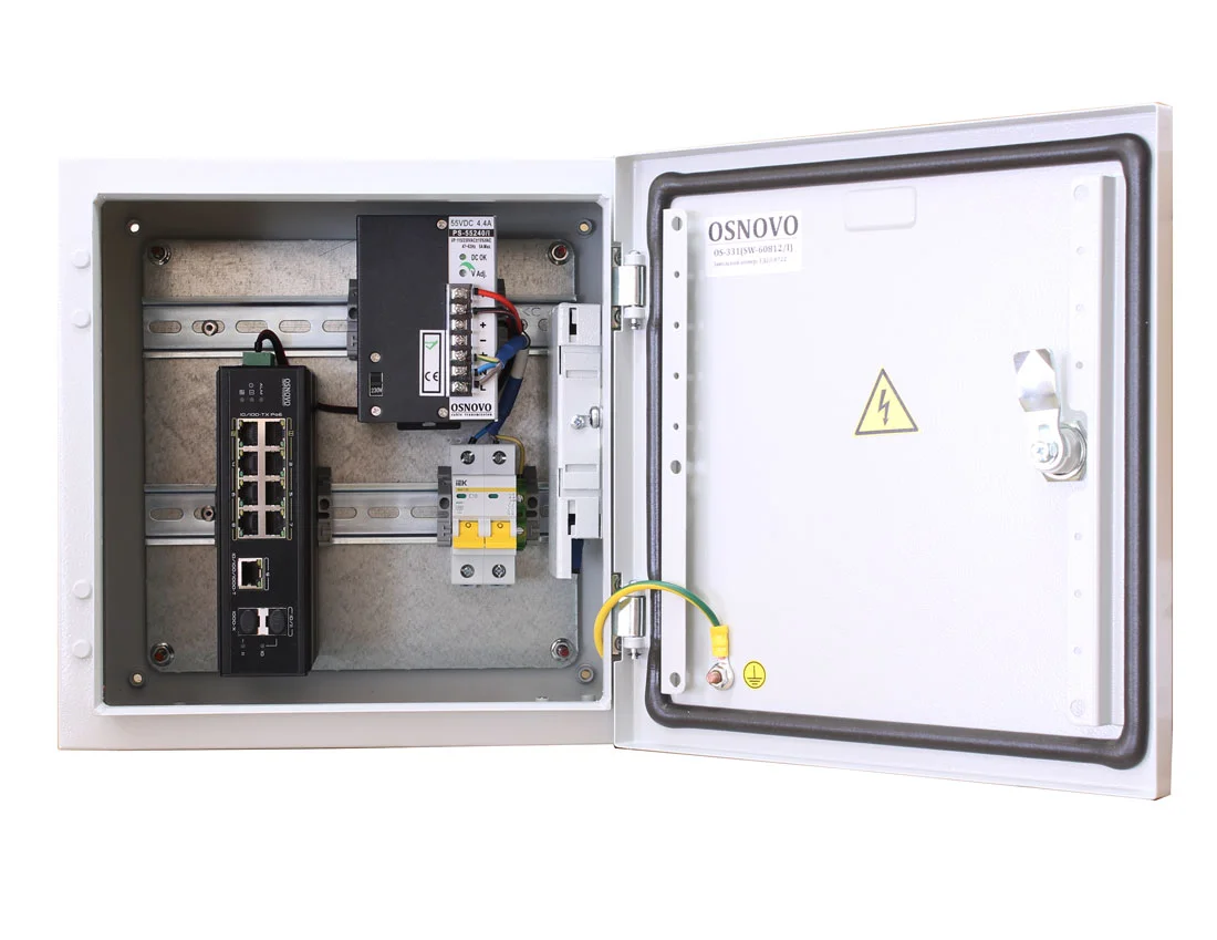 Коммутатор уличный РоЕ на базе уличной станции Osnovo OS-331, 6 *10/100Base-T с PoE (до 30W), 2 *10/100Base-T с PoE (до 60W), 1 *10/100/1000Base-T, 2