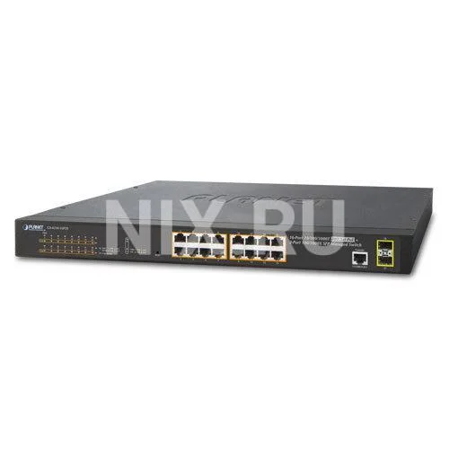 Коммутатор управляемый GS-4210-16P2S IPv6/IPv4, 16-Port Managed 802.3at POE+ Gigabit Ethernet Switch + 2-Port 100/1000X SFP (220W)