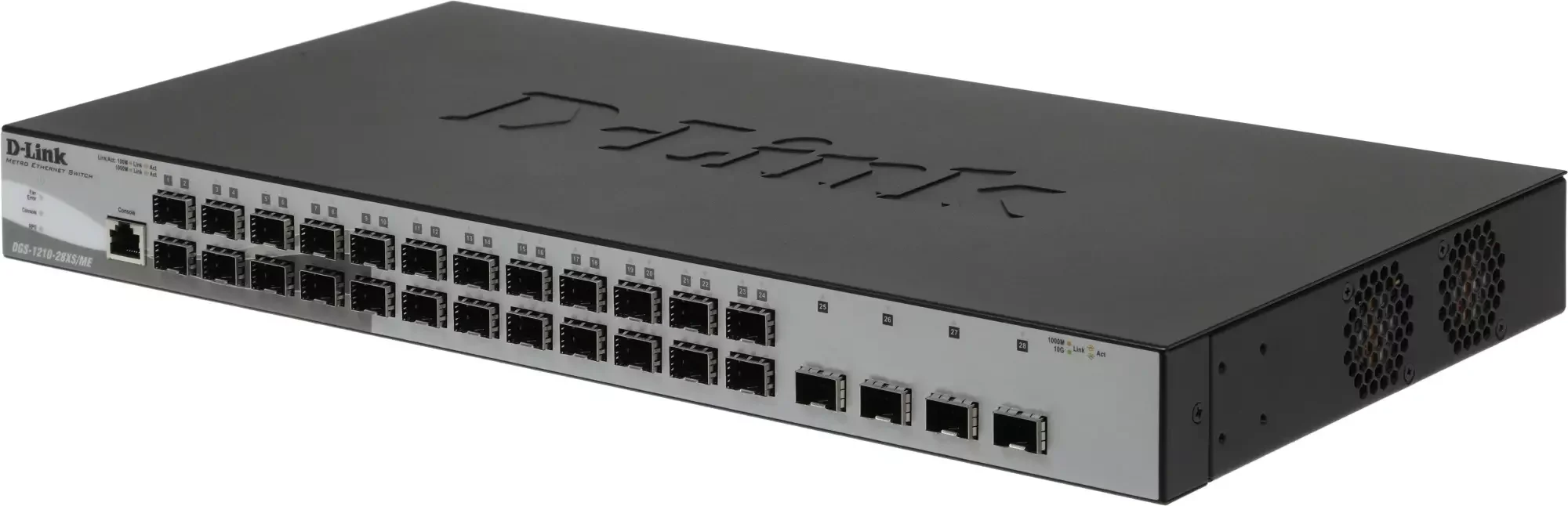 Коммутатор управляемый L2 DGS-1210-28XS/ME/B2A с 24 портами 100/1000Base-X SFP и 4 портами 10Gbase-X SFP+