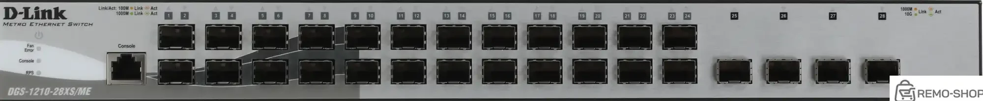 Коммутатор управляемый L2 DGS-1210-28XS/ME/B2A с 24 портами 100/1000Base-X SFP и 4 портами 10Gbase-X SFP+
