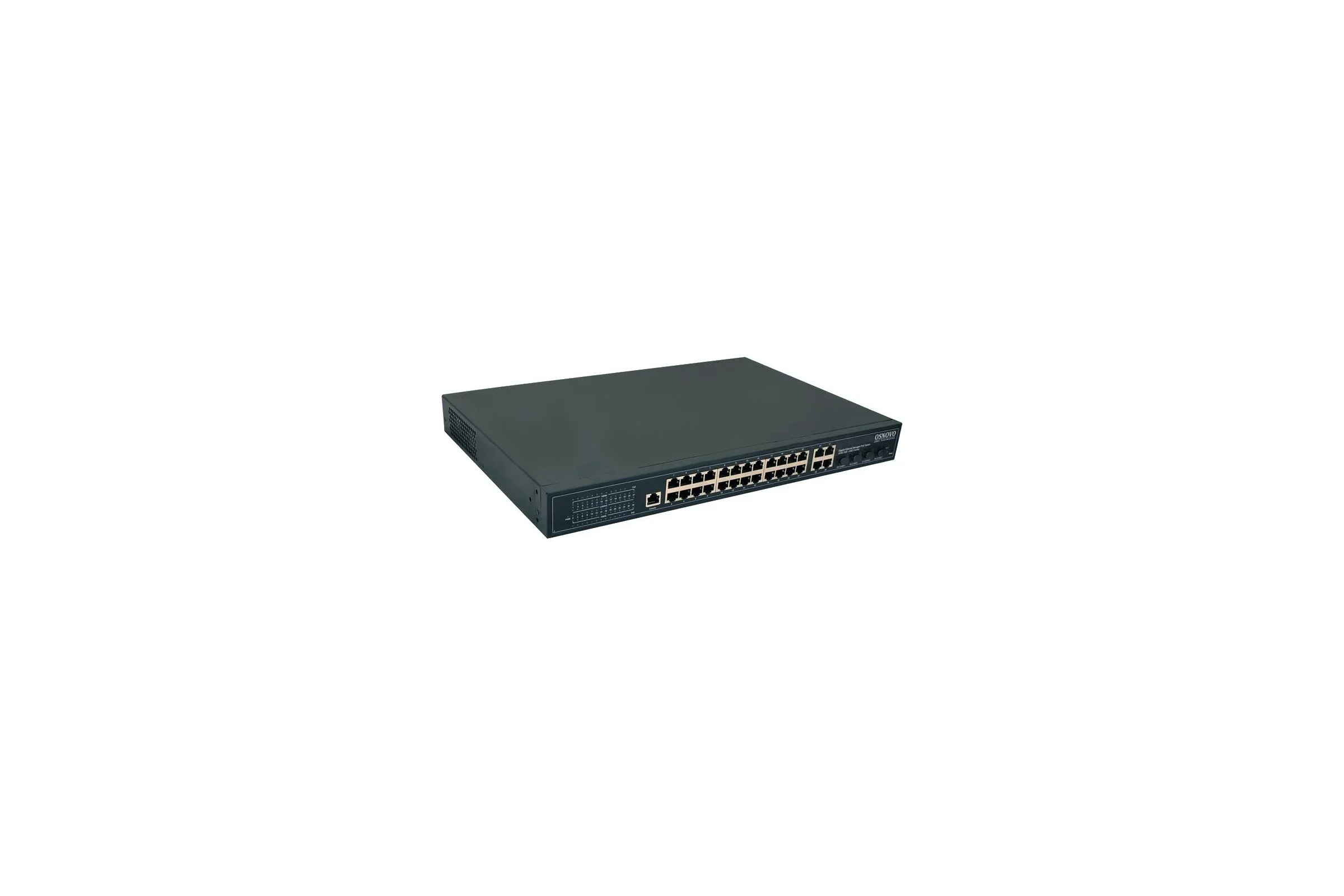 Коммутатор управляемый L2 PoE Osnovo SW-8244/L(400W) Gigabit Ethernet на 24 RJ45 PoE + 4 x GE Combo Uplink, до 30W на порт, суммарно до 400W