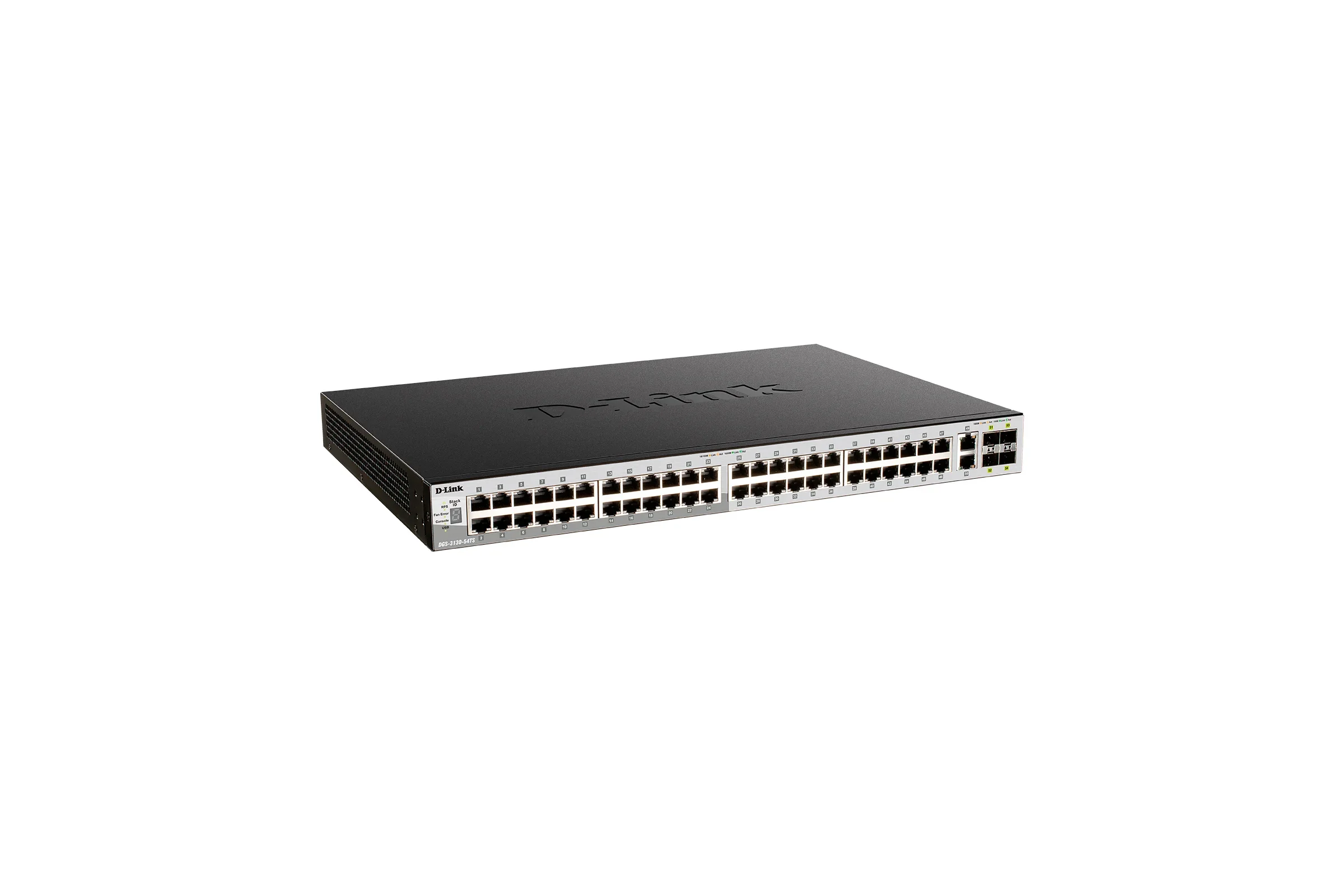 Коммутатор управляемый L3 стекируемый D-Link DGS-3130-54PS/B (L3) 48x1Gbит/с 2x10Gbит/с 4SFP+ 48PoE+ 370W управляемый