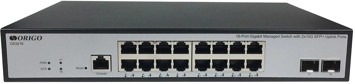 Коммутатор управляемый ORIGO OS3218/A1A, L3, 16x1000Base-T, 2x10Gbase-X SFP+, консольный порт RJ-45, комплект для установки в 19" стойку