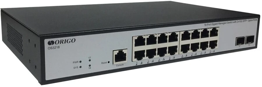 Коммутатор управляемый ORIGO OS3218/A1A, L3, 16x1000Base-T, 2x10Gbase-X SFP+, консольный порт RJ-45, комплект для установки в 19" стойку