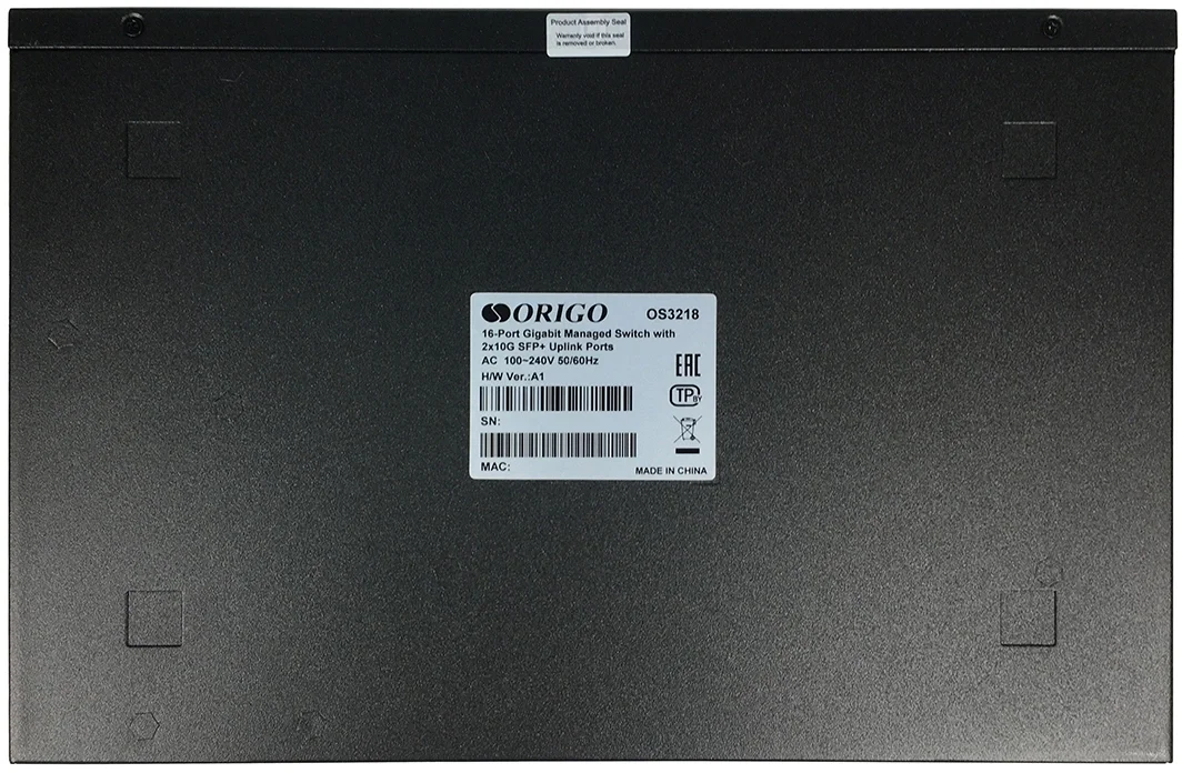 Коммутатор управляемый ORIGO OS3218/A1A, L3, 16x1000Base-T, 2x10Gbase-X SFP+, консольный порт RJ-45, комплект для установки в 19" стойку