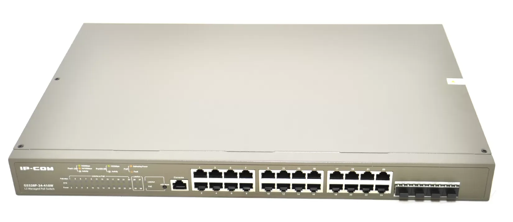Коммутатор управляемый PoE IP-COM G5328XP-24-410W L3, 26 портов, 24x1 Гбит/с, SFP+ 4x10 Гбит/с