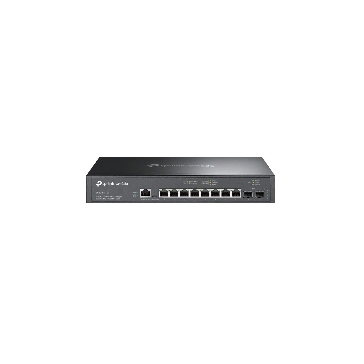 Коммутатор управляемый TP-Link SG3210X-M2 Omada уровня 2+ с 8 портами 2,5 Гбит/с и 2 портами SFP+, 1U, монтируется в 13-дюймовую стойку