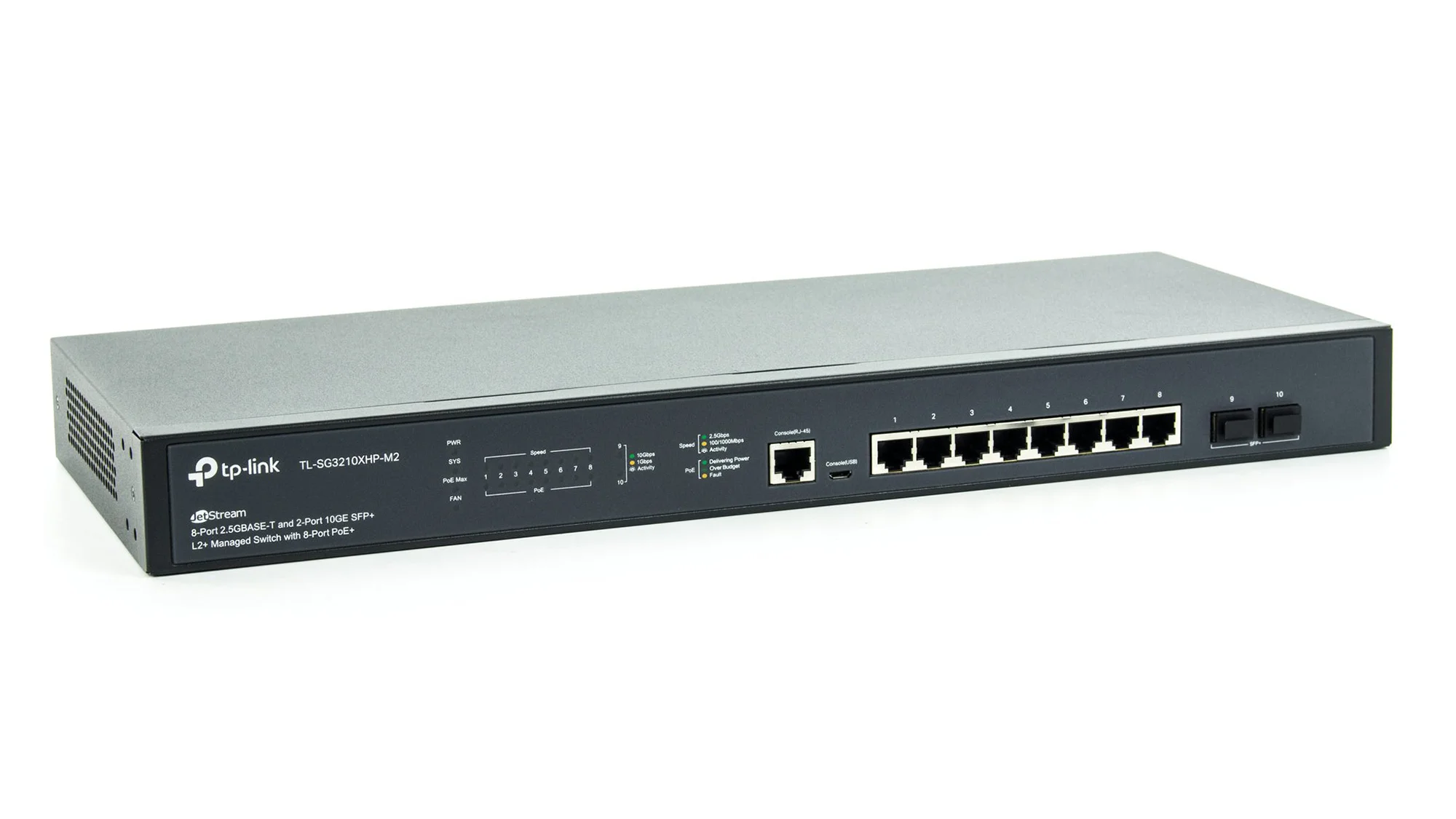 Коммутатор управляемый TP-Link SG3210X-M2 Omada уровня 2+ с 8 портами 2,5 Гбит/с и 2 портами SFP+, 1U, монтируется в 13-дюймовую стойку