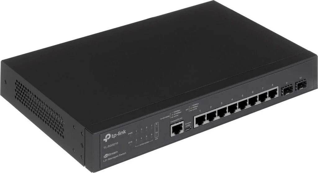 Коммутатор управляемый TP-Link SG3210X-M2 Omada уровня 2+ с 8 портами 2,5 Гбит/с и 2 портами SFP+, 1U, монтируется в 13-дюймовую стойку