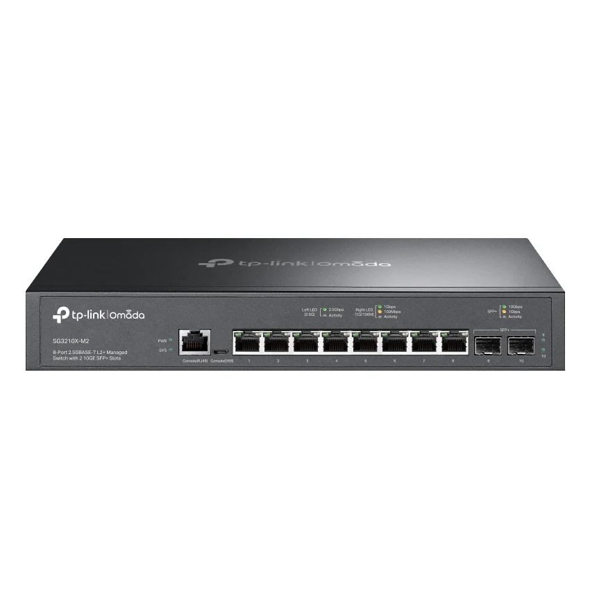 Коммутатор управляемый TP-Link SG3210X-M2 Omada уровня 2+ с 8 портами 2,5 Гбит/с и 2 портами SFP+, 1U, монтируется в 13-дюймовую стойку