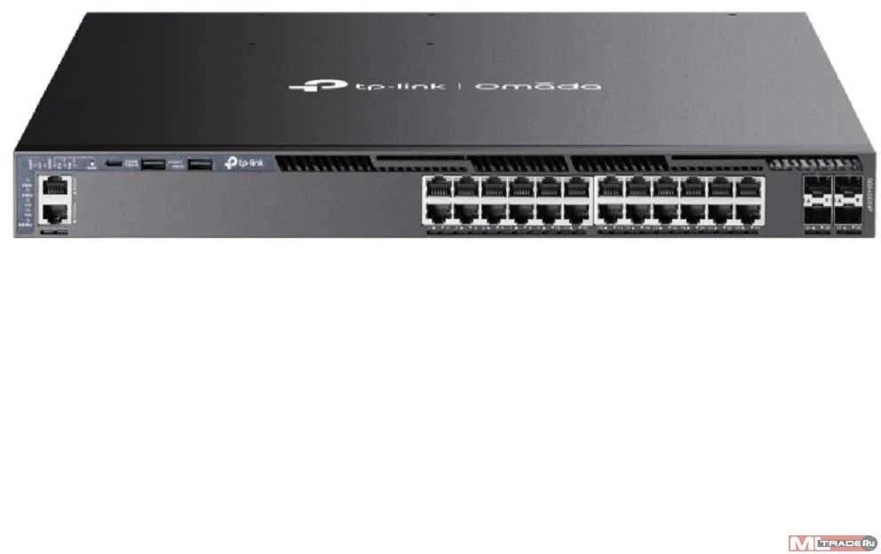 Коммутатор управляемый стекируемый 3 го уровня TP-Link SG6428X Omada с 24 гигабитными портами и 4 портами SFP+