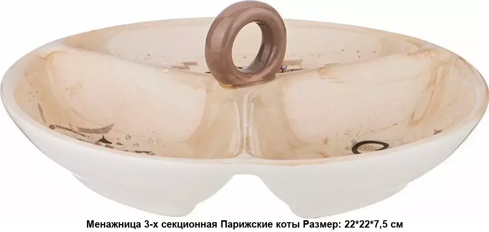 МЕНАЖНИЦА 3 СЕКЦИИ AGNESS "ПАРИЖСКИЕ КОТЫ" 22*7,5 СМ (КОР=16ШТ.)