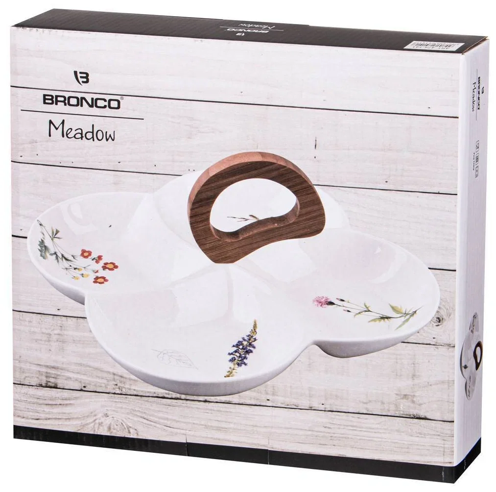 МЕНАЖНИЦА 5 СЕКЦИЙ BRONCO "MEADOW" 32,5*32,5*2СМ С ДЕРЕВ. ДОСКОЙ 15*15*1СМ (КОР=8ШТ.)