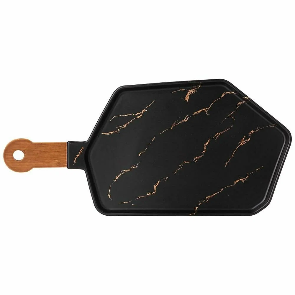 МЕНАЖНИЦА С ДЕРЕВЯННОЙ РУЧКОЙ КОЛЛЕКЦИЯ "ЗОЛОТОЙ МРАМОР" ЦВЕТ:BLACK  35*16 СМ