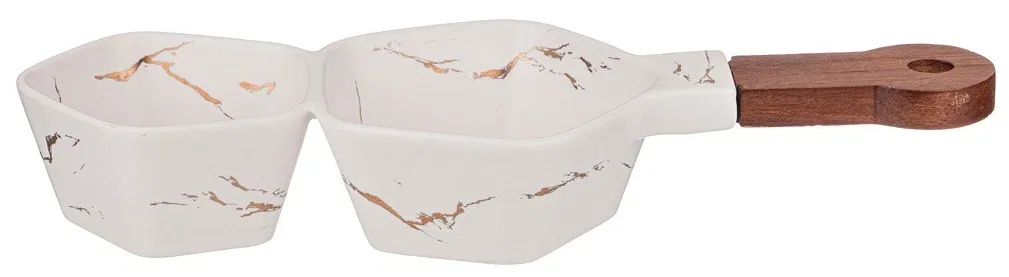 МЕНАЖНИЦА С ДЕРЕВЯННОЙ РУЧКОЙ КОЛЛЕКЦИЯ "ЗОЛОТОЙ МРАМОР" ЦВЕТ:WHITE  40*19 СМ