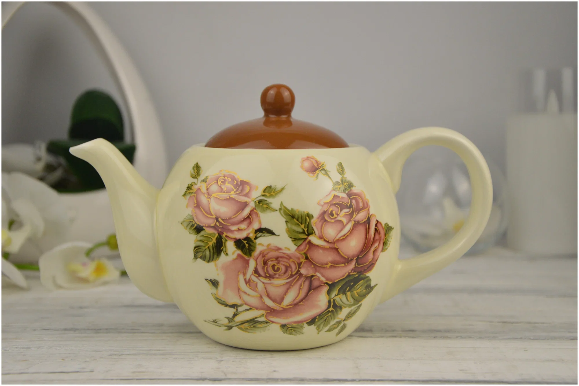 ЧАЙНИК LEFARD "FLOWERS STORY" НА ДЕРЕВ. ПОДСТАВКЕ 22,5*13*14 СМ 900 МЛ