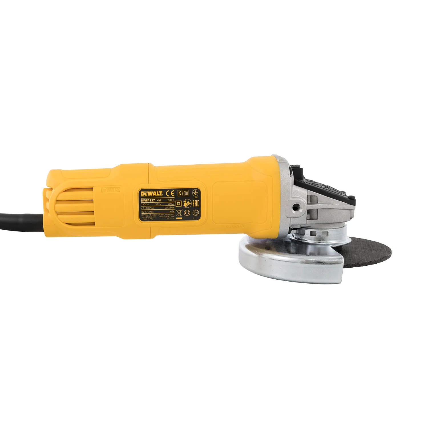 Углошлифовальная машина DeWalt DWE4157-QS 900Вт 11800об/мин рез.шпин.:M14 d=125мм