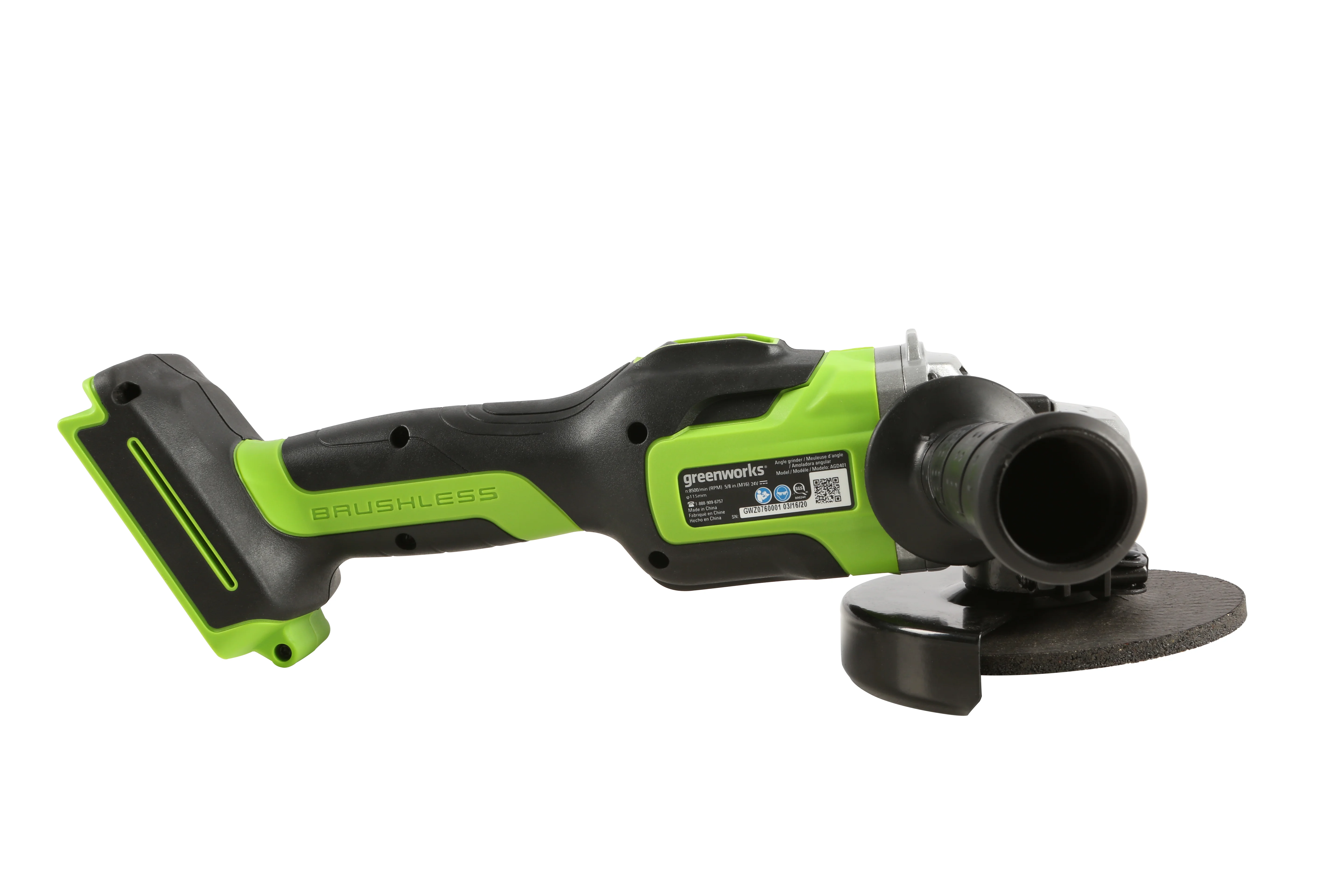 Углошлифовальная машина Greenworks GD24AG 10500об/мин рез.шпин.:M14 d=125мм (3200207)