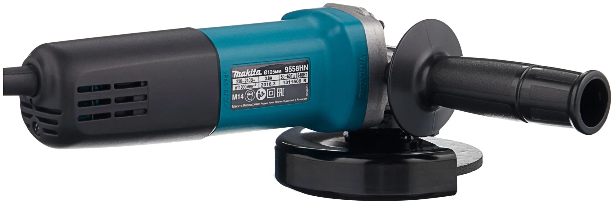 Углошлифовальная машина Makita 9558HNRK 840Вт 11000об/мин рез.шпин.:M14 d=125мм жестк.кейс