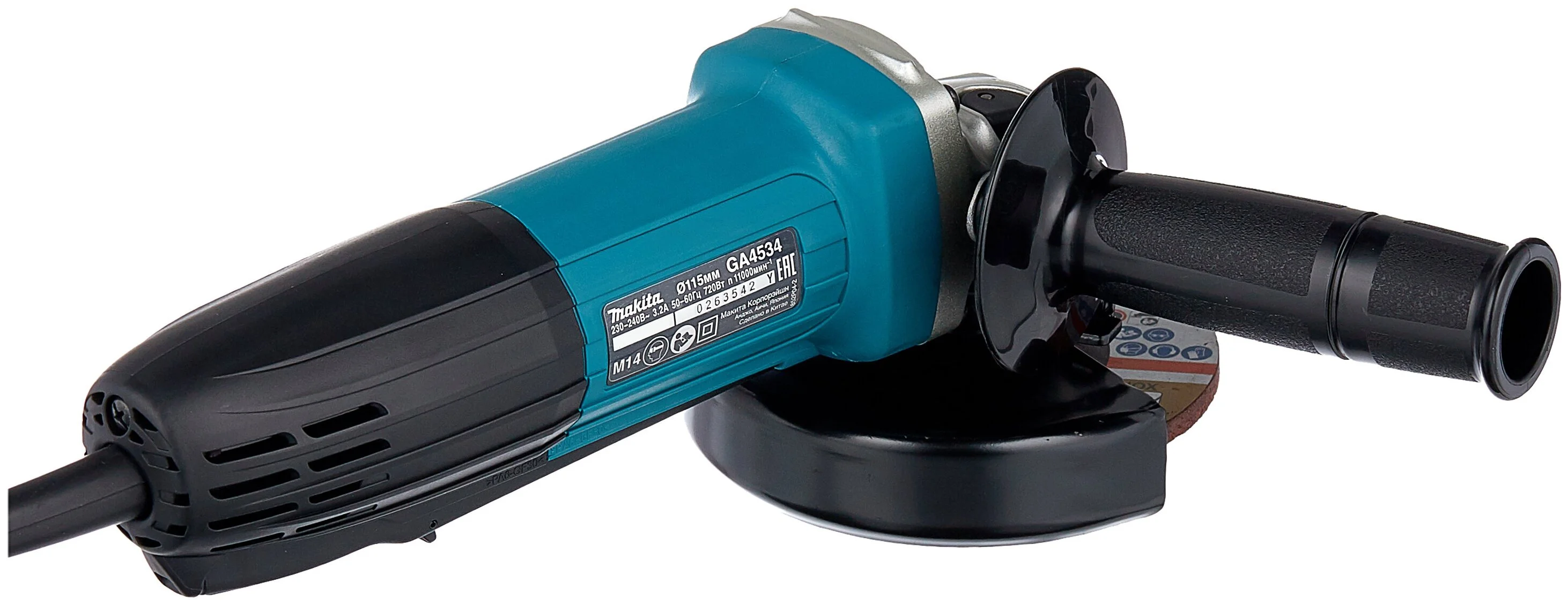 Углошлифовальная машина Makita GA4534 720Вт 1100об/мин рез.шпин.:M14 d=115мм