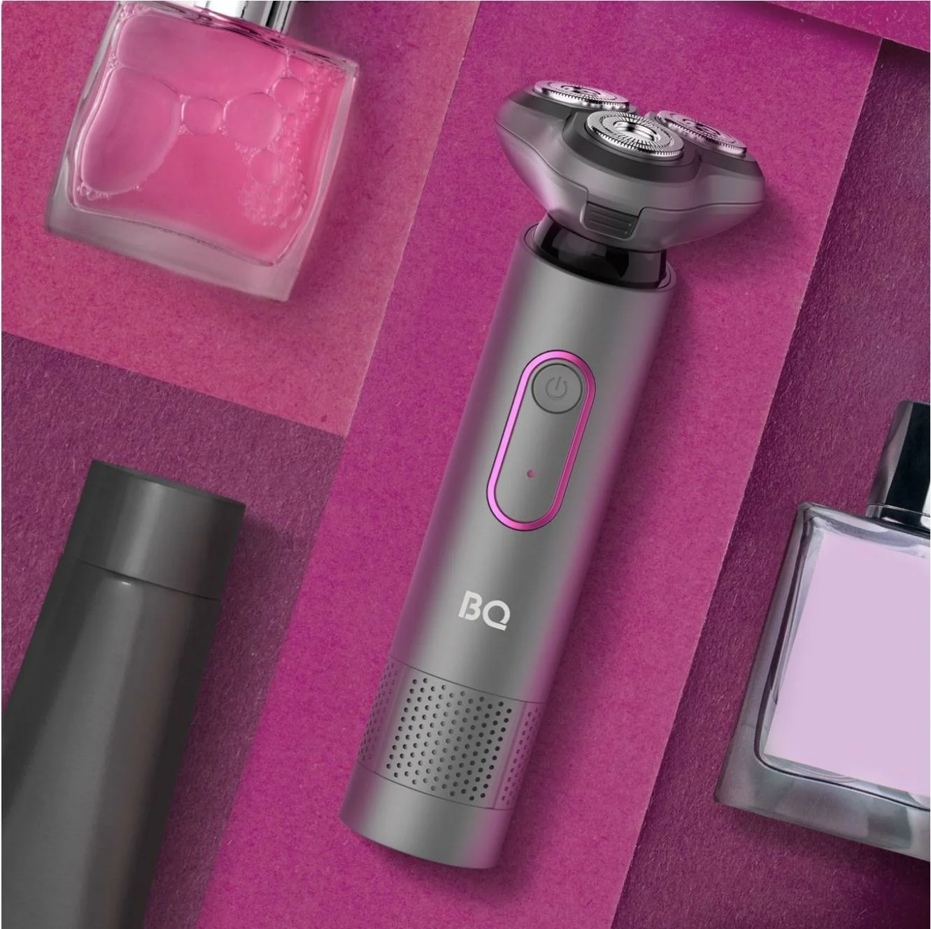 Электробритва BQ SV1008 Gray-Pink. Мощность 5 Вт/Время зарядки 90 минут/Время беспроводной работы 90 минут/Влагозащита IPX6/Электропитание 110-240 В,