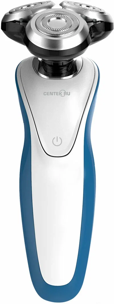 Электробритва Centek CT-2152 (сер/бел/син) 5 ВТ, 3 плав. головки, аккумулятор+работа от сети