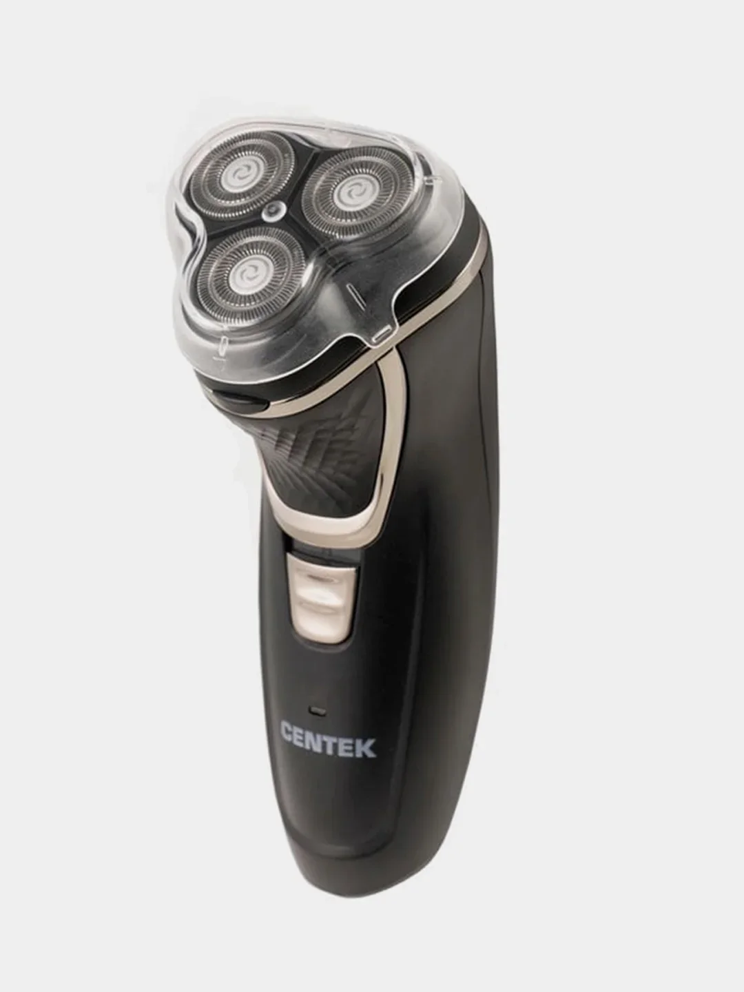 Электробритва Centek CT-2176 черный/хром ротор, 3 плавающие головки, аккумулятор + работа от сети, триммер