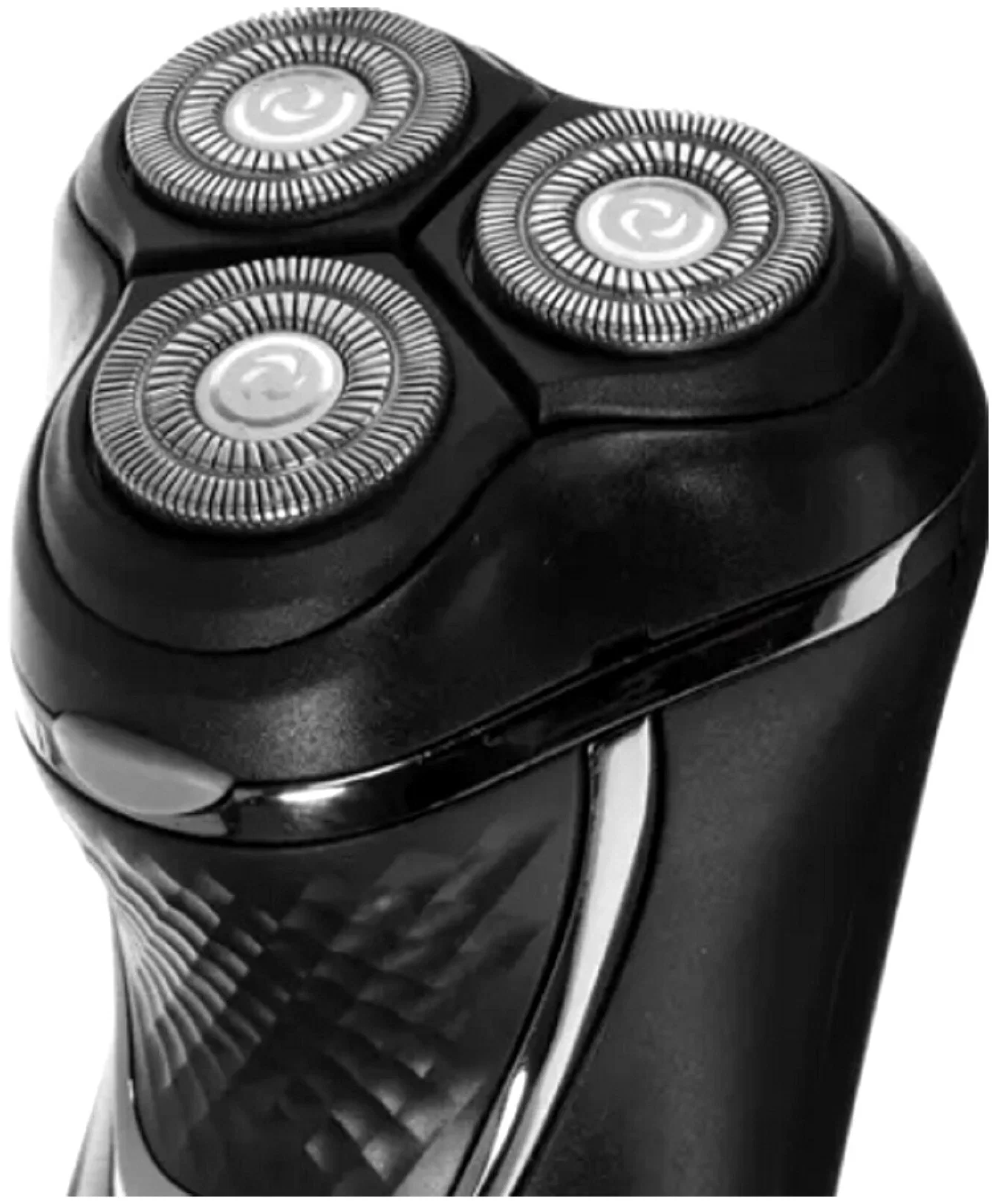 Электробритва Centek CT-2176 черный/хром ротор, 3 плавающие головки, аккумулятор + работа от сети, триммер