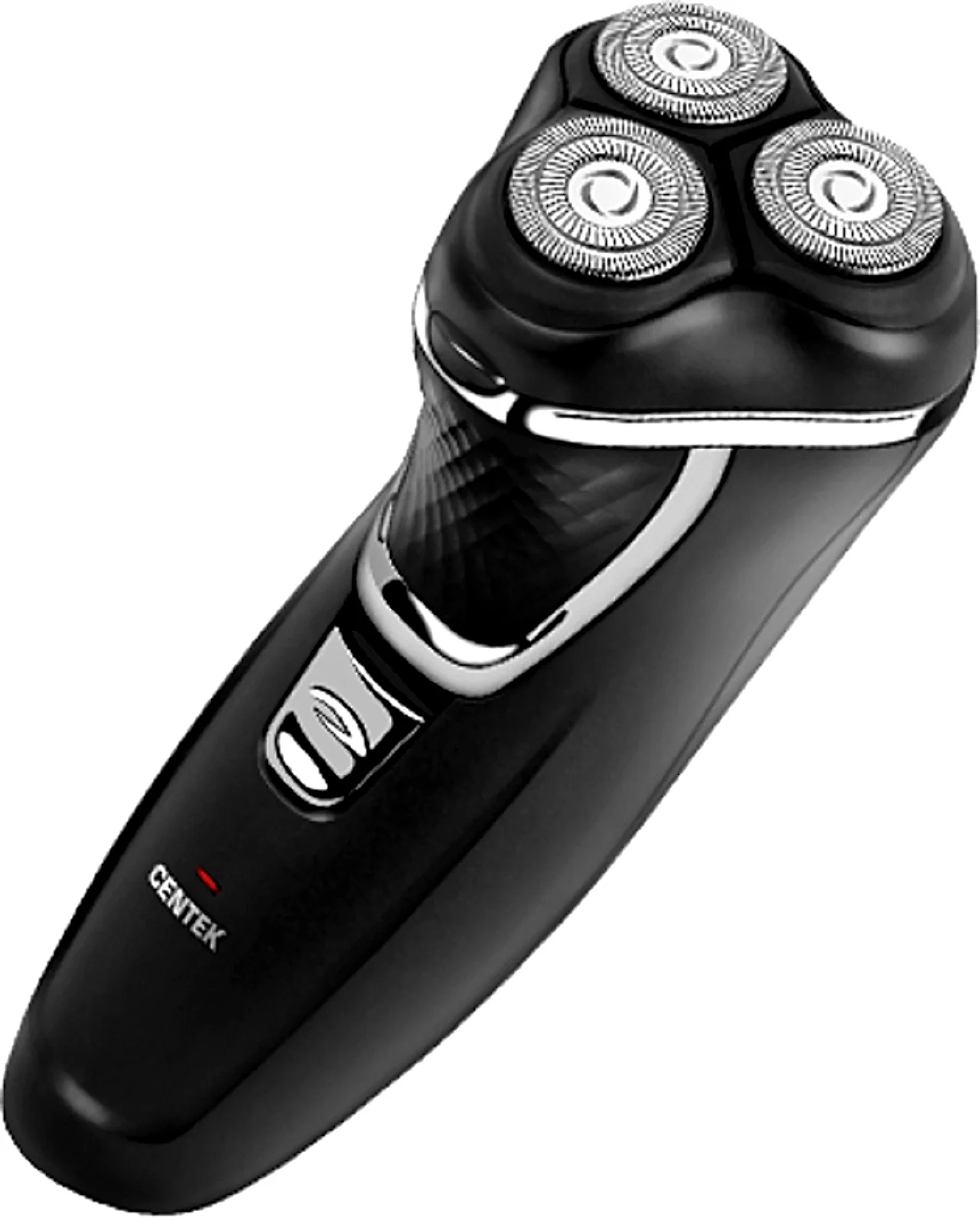 Электробритва Centek CT-2176 черный/хром ротор, 3 плавающие головки, аккумулятор + работа от сети, триммер