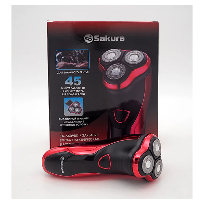 Электробритва Sakura SA-5409R 3гол триммер влаж.бритье