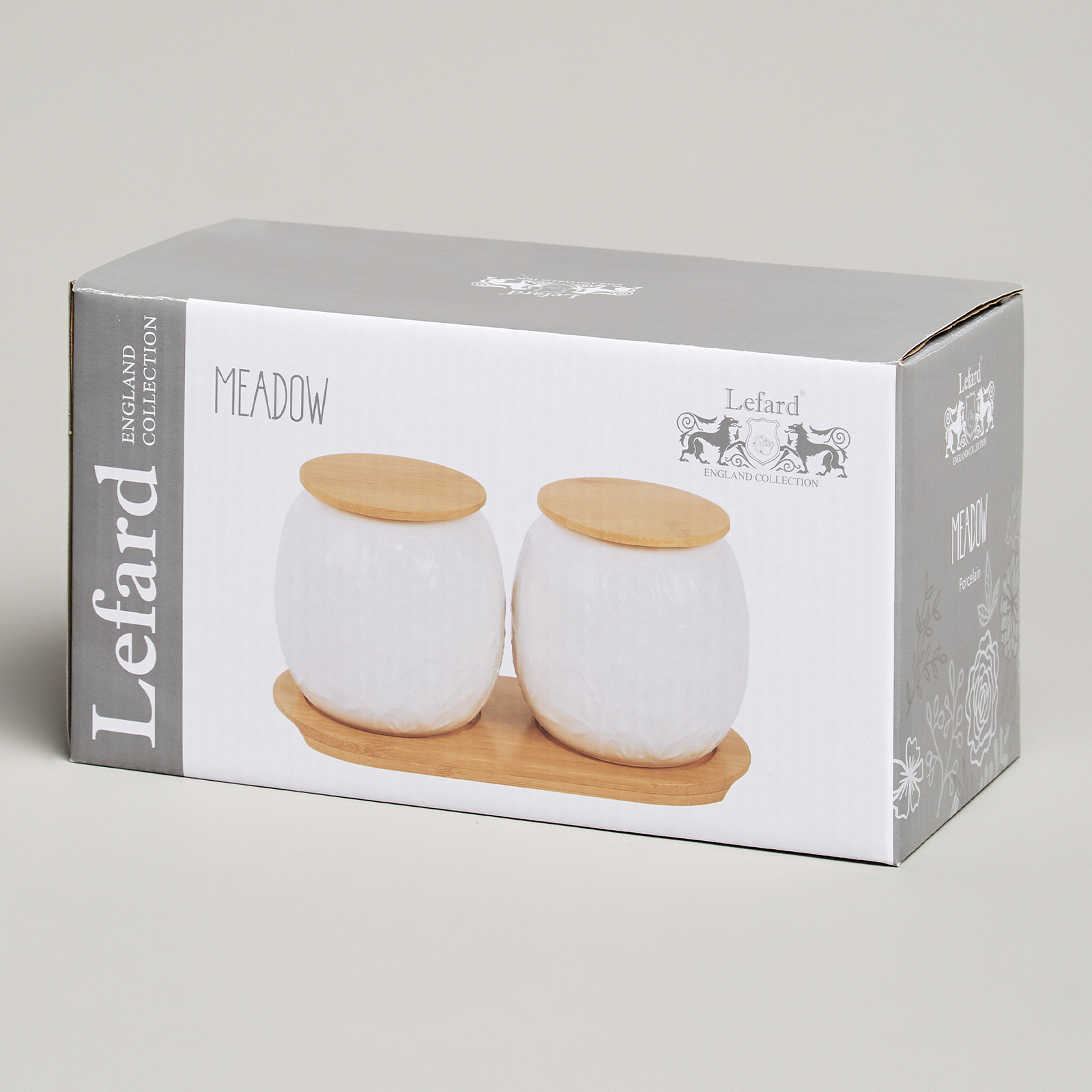 НАБОР БАНОК LEFARD "MEADOW" С ДЕР.КРЫШКОЙ НА ДЕР. ПОДСТАВКЕ 2 ШТ. 19,5*9,5 СМ 400 МЛ