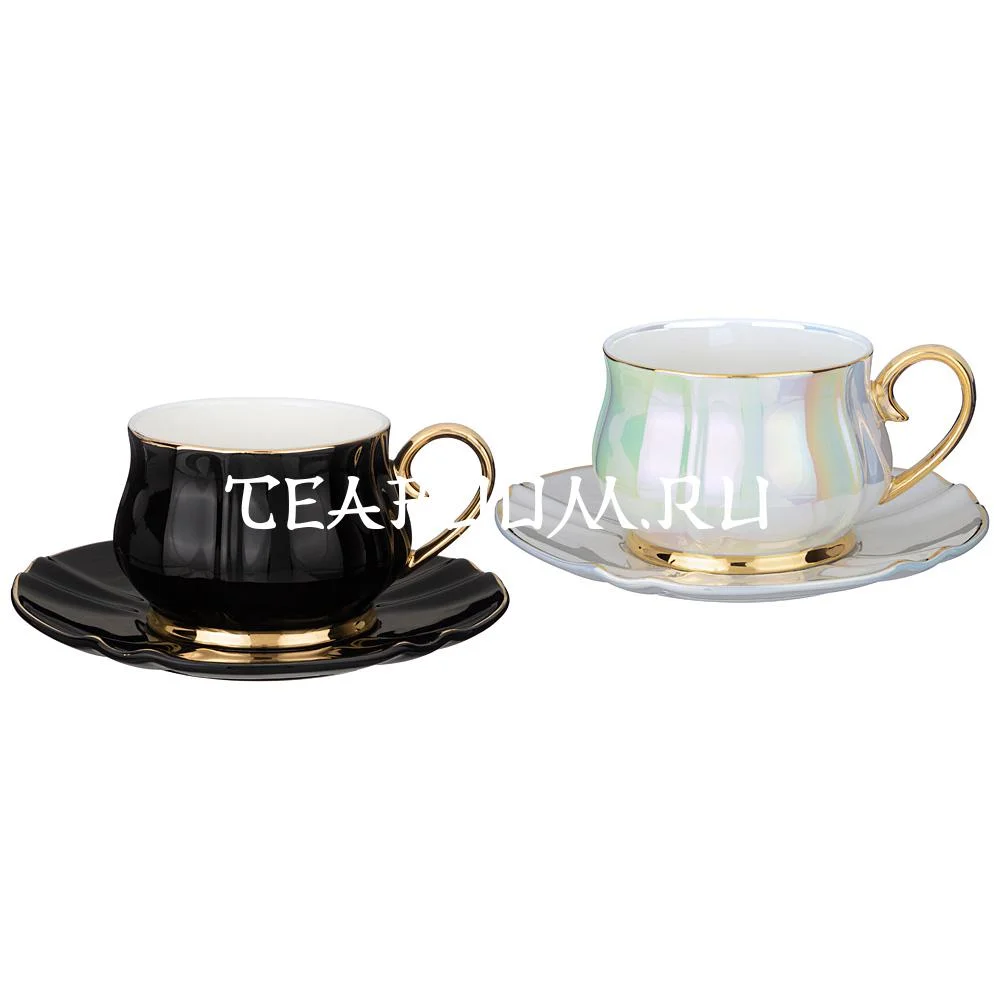 ЧАЙНЫЙ НАБОР LEFARD "PEARL" НА 2 ПЕР. 4 ПР. 200 МЛ ЧЕРНЫЙ, БЕЛЫЙ (КОР=12НАБ.)