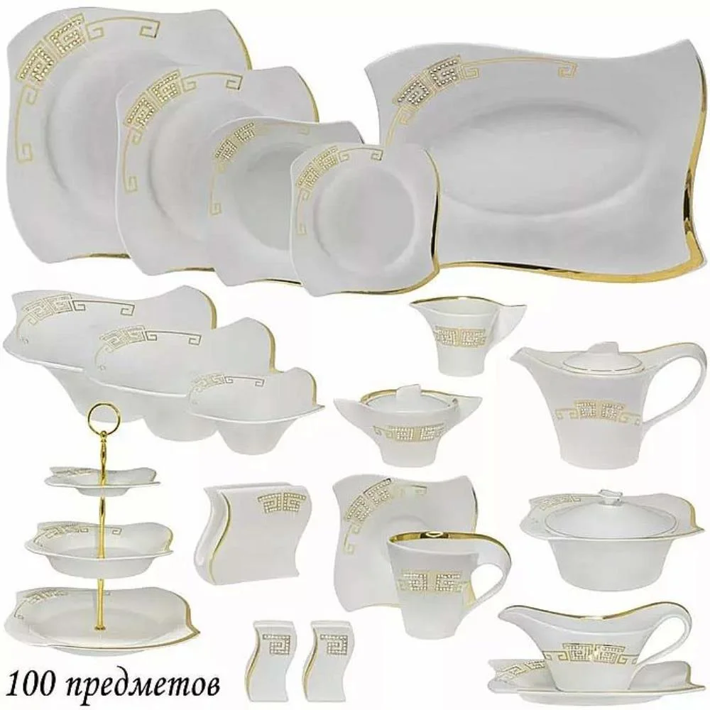 108-122 Чайно-столовый сервиз 100пр.  GIVENCHI GOLD  в под.уп.(х1/2)Фарфор