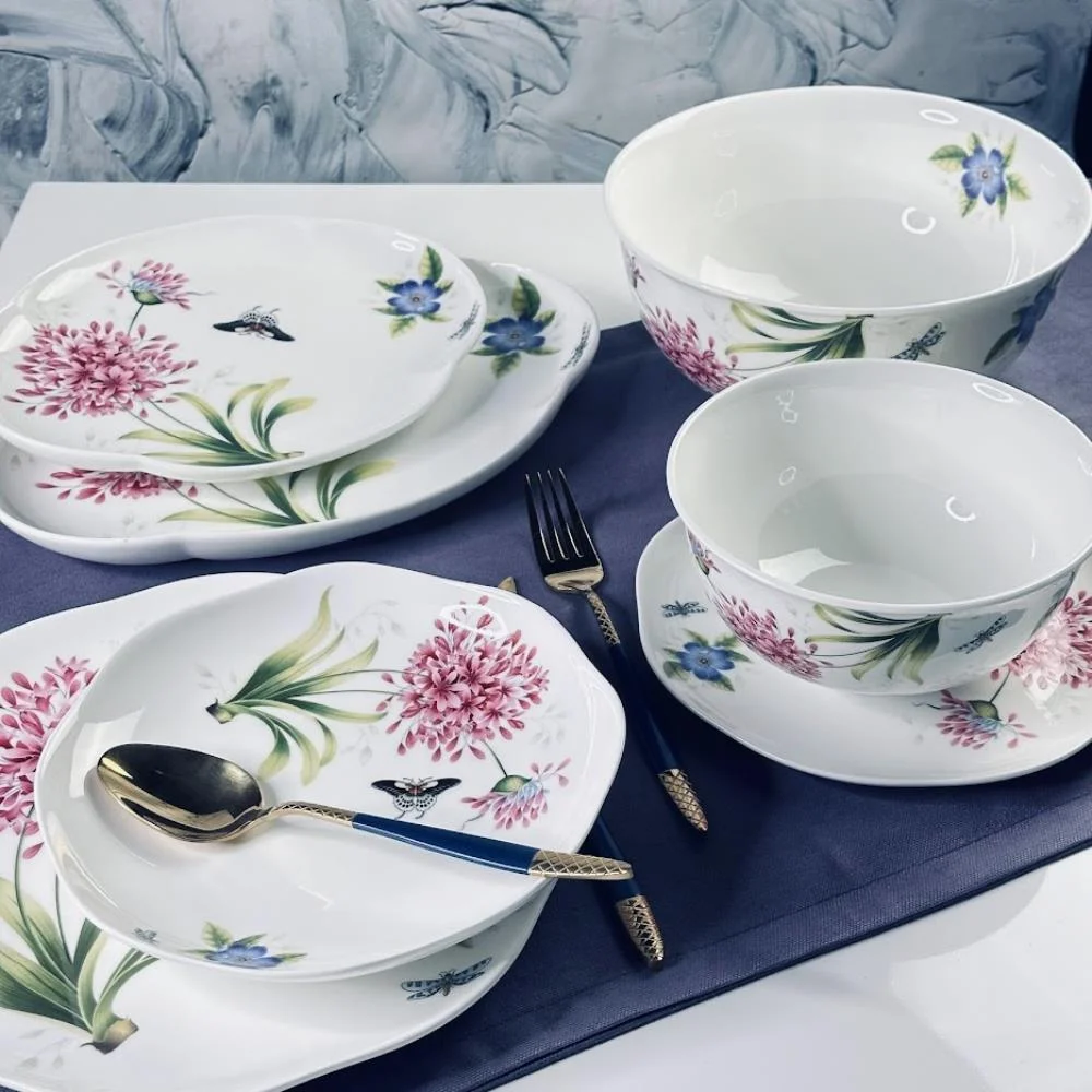 305-011 Обеденный сервиз 23пр. FLOWERS в под.уп.(х2)Костяной фарфор