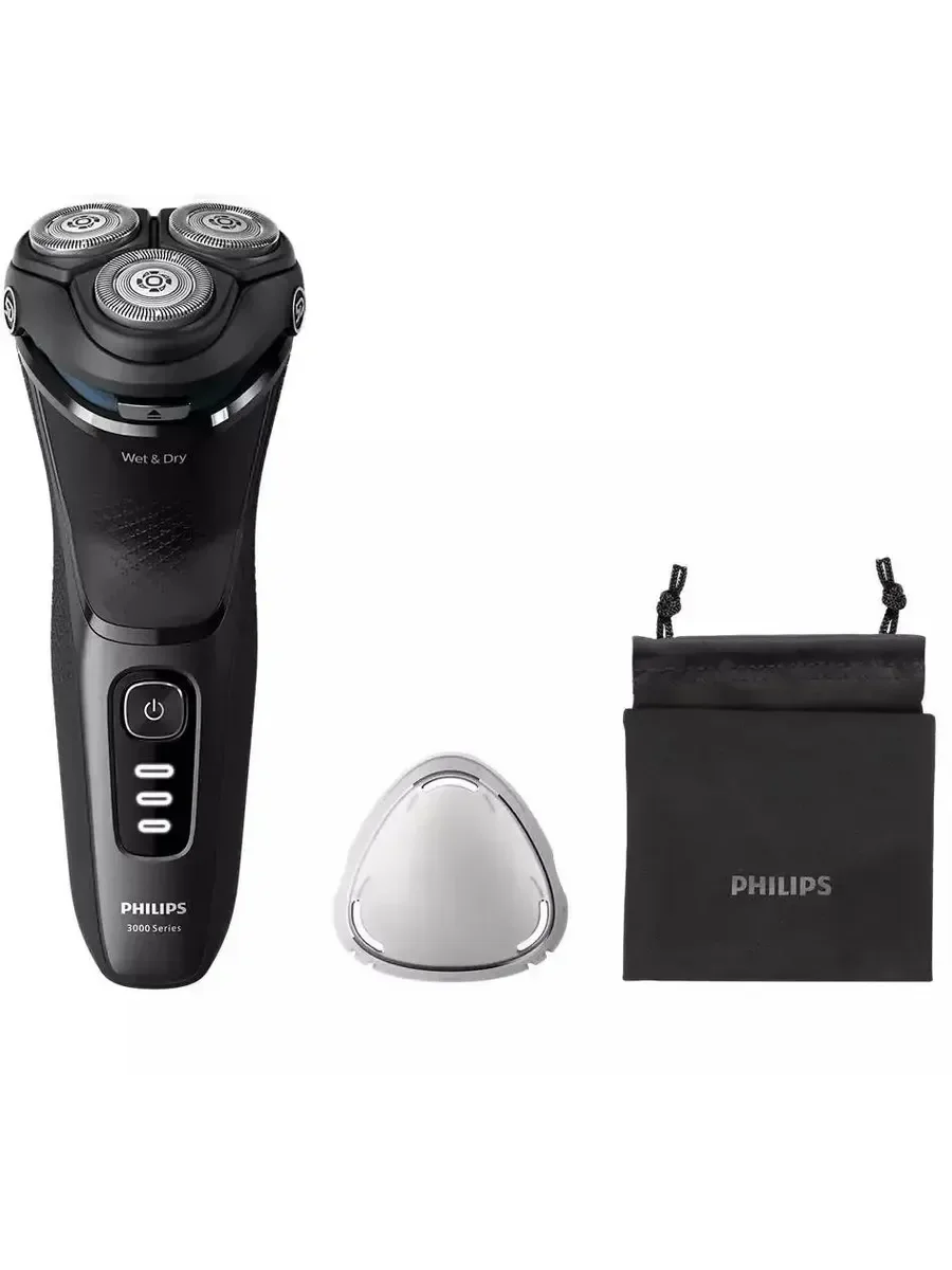 Электробритва роторная Philips S3242/12 питан.:аккум. черный/серебристый