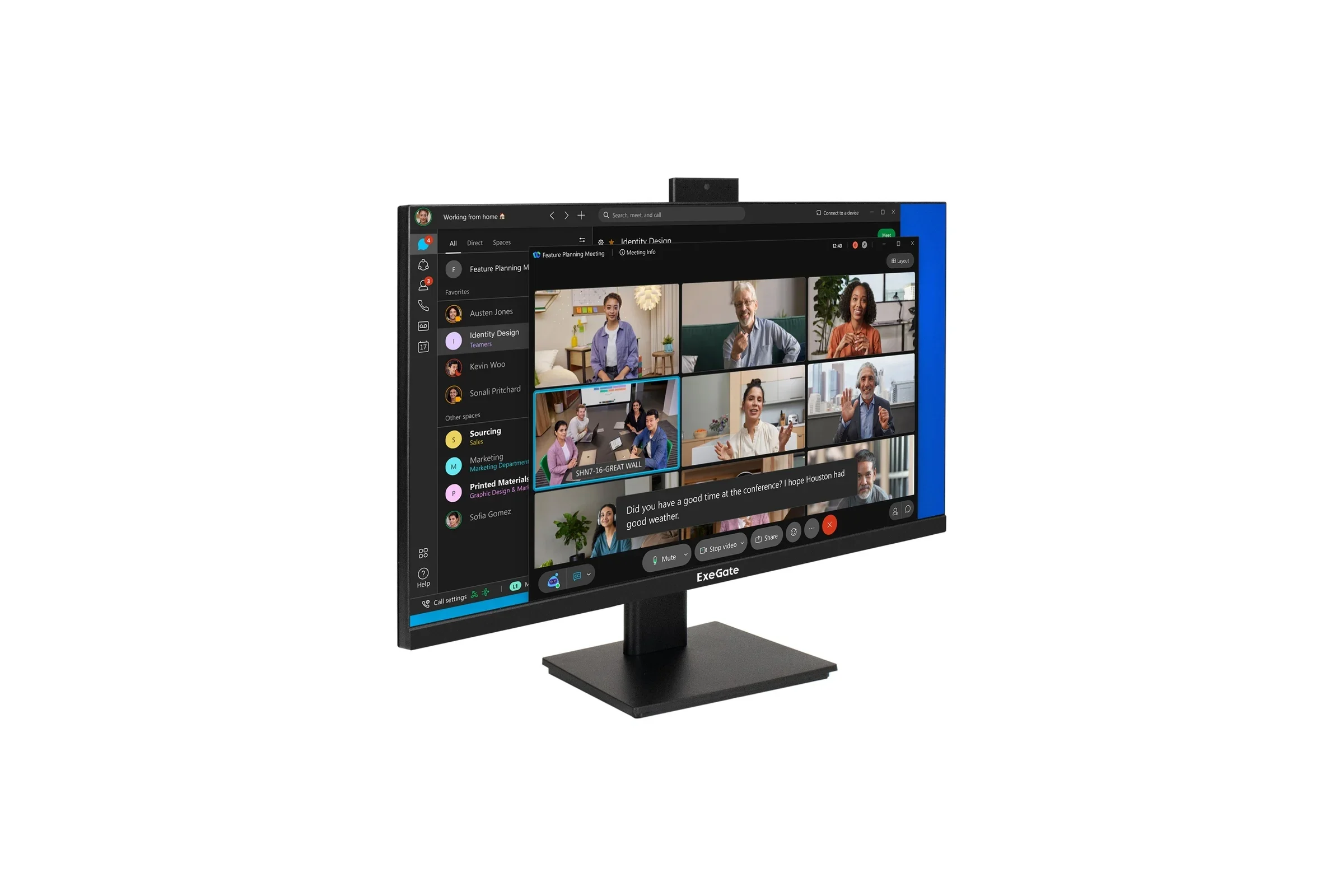 Монитор 27" ExeGate SuperView EA2707CA IPS 2560x1440, 75 Гц, 5 мс, 16:9, 250 кд/м², HDMI 2.0, DP, 3.5 Jack, USB Hub, динамики (2x2 Вт), веб-камера (2