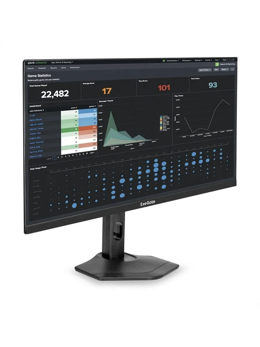 Монитор 27" ExeGate SuperView EH2700TA IPS 1920x1080, 100 Гц, 4 мс, 16:9, 250 кд/м², HDMI 2.0, DP, VGA, 3.5 Jack, динамики, HDR10, FreeSync, черный