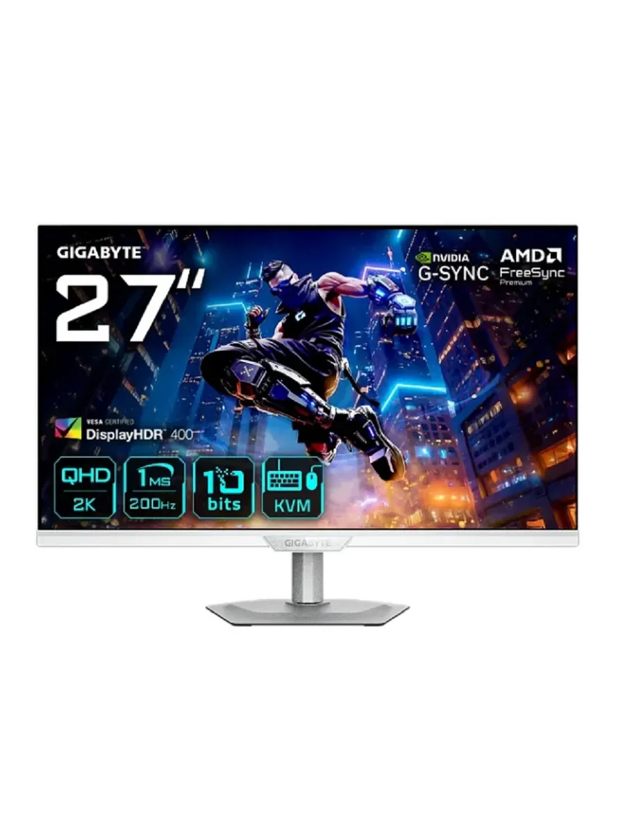 Монитор 27" Gigabyte M27Q2 ICE EK IPS 2560x1440, 200 Гц, 1 мс, 16:9, 350 кд/м², 2xHDMI 2.0, DP 1.4, USB-C (PD 18 Вт), 3.5 Jack, USB Hub (3x USB 3.2),