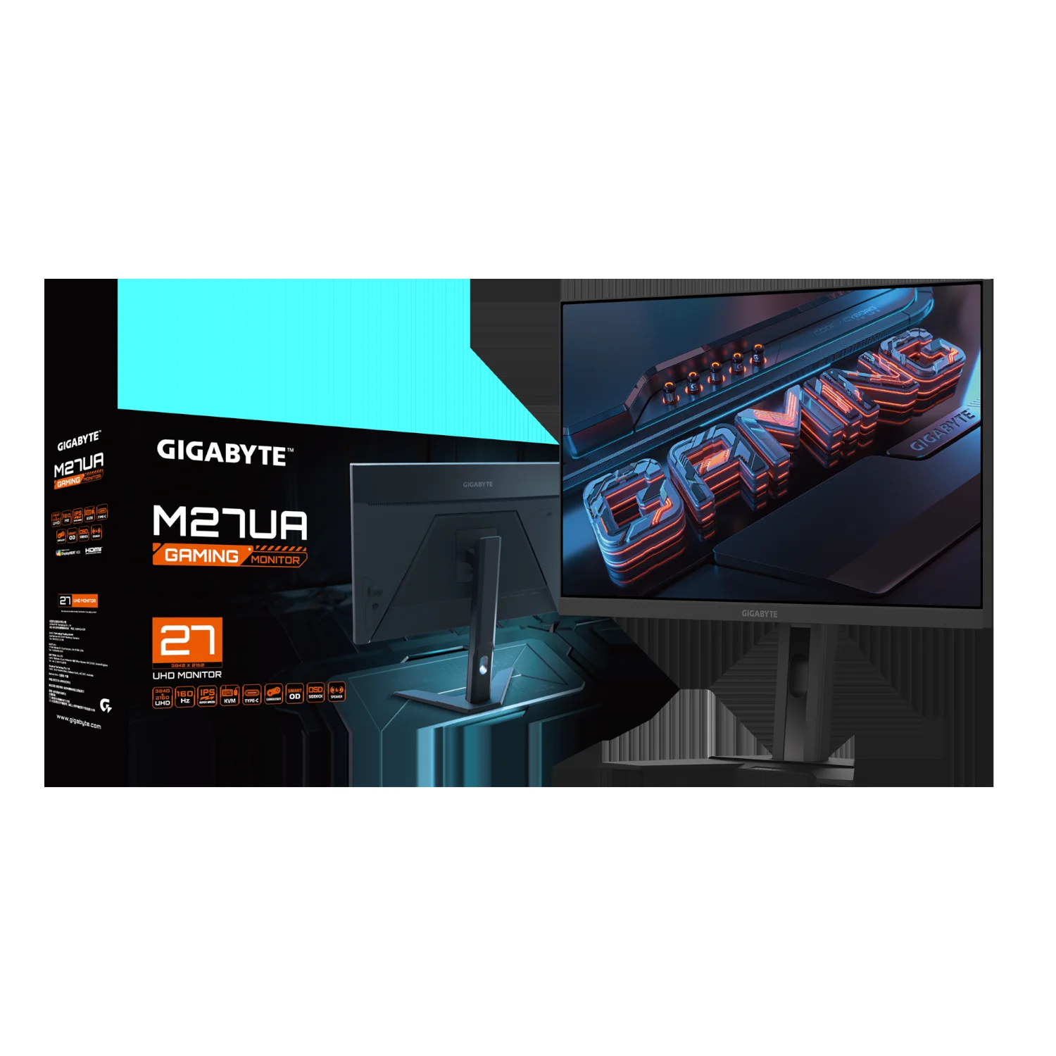 Монитор 27" Gigabyte M27U IPS 3840x2160, 160 Гц, 1 мс, 16:9, 400 кд/м², 2xHDMI, 1xDP, 4xUSB, черный