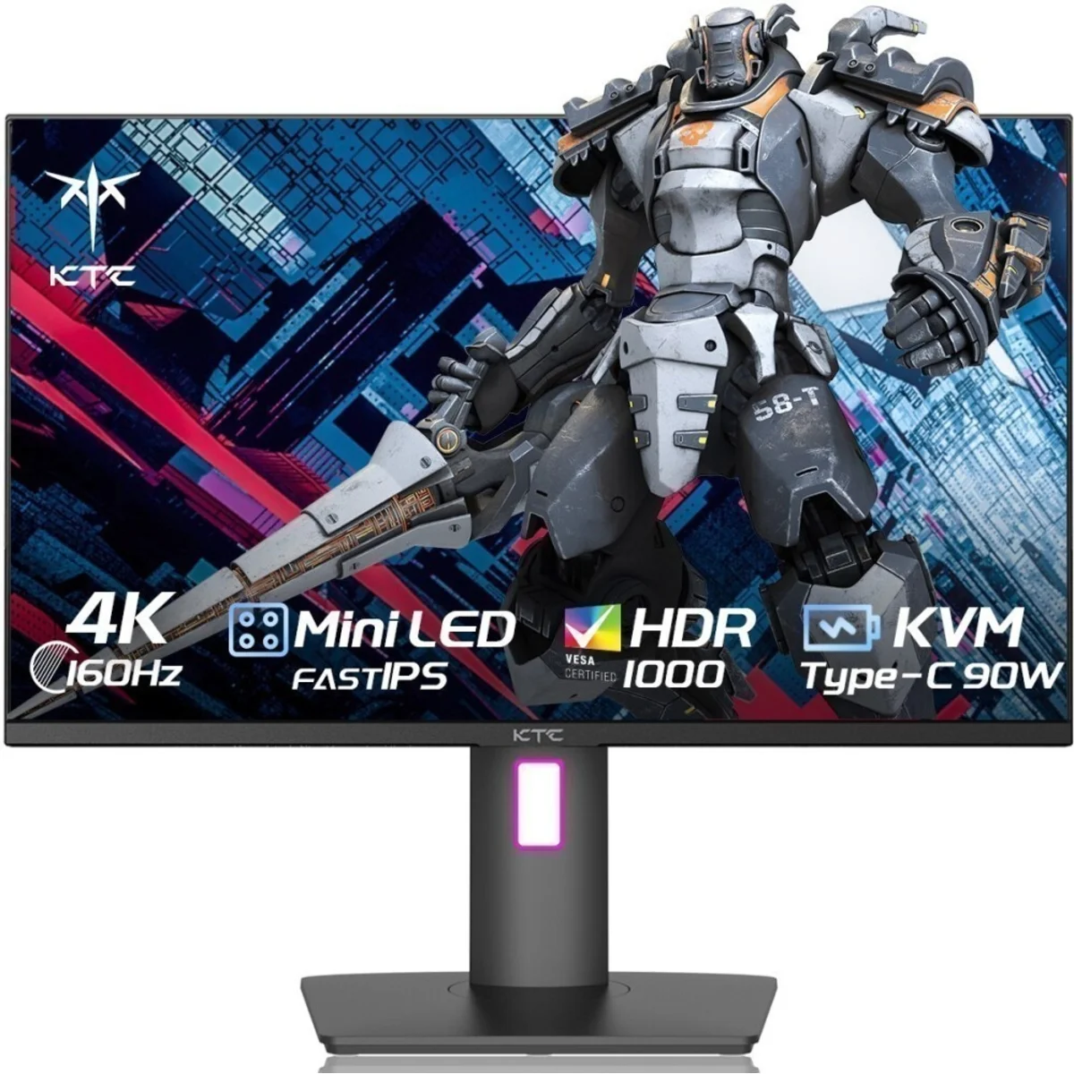 Монитор 27" KTC M27P20P IPS 3840x2160, 160 Гц, 1 мс, 16:9, 600 кд/м², 2xHDMI, 1xDP, 1xUSB-C, 2xUSB 3.0, 1x3.5 мм, черный