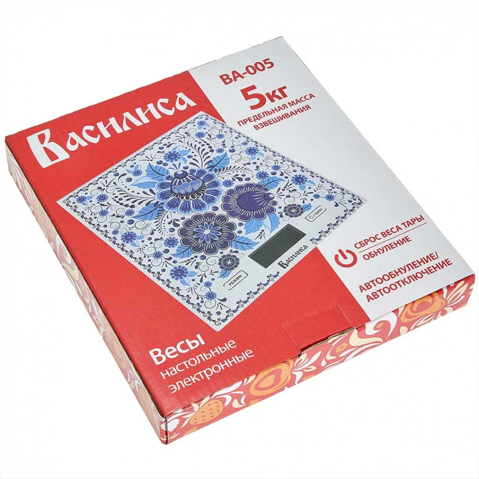 Весы кухонные электронные ВАСИЛИСА ВА-005 "Гжель"