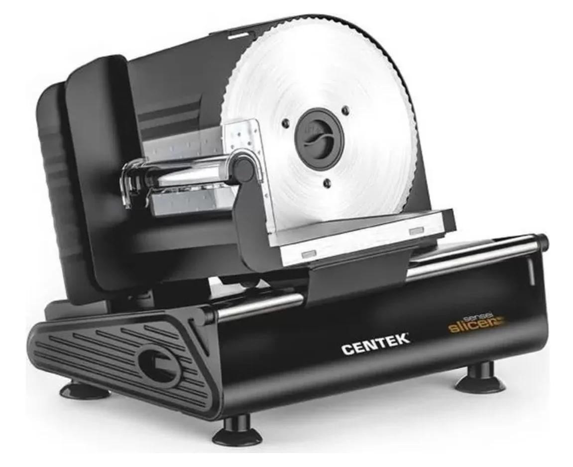 Ломтерезка Centek CT-1381 черный, 150 Вт толщина нарезки 3-20мм, съемная каретка, спец. держатель